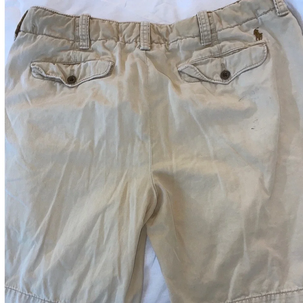 Polo‎ Ralph Lauren Chino Shorts Mens 35 Khaki Cotton Twill Flat Front Pony Logo